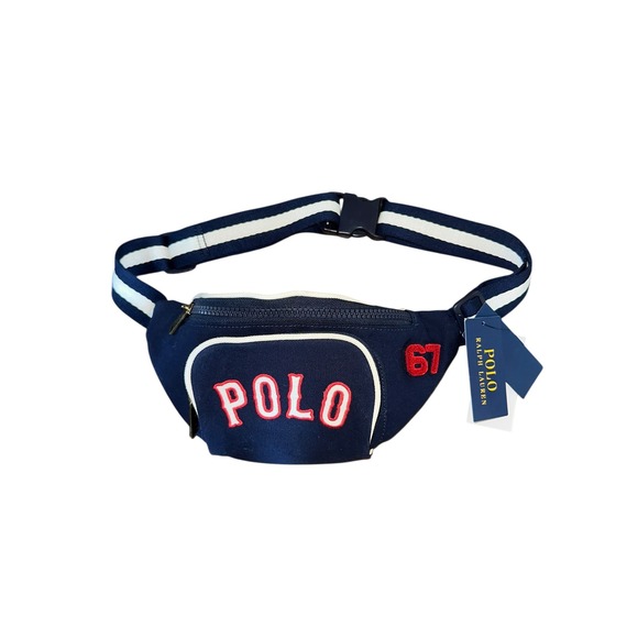 Polo Ralph Lauren Navy Blue White Red Logo Fanny Pack Belt Bag New With Tags - Picture 1 of 11